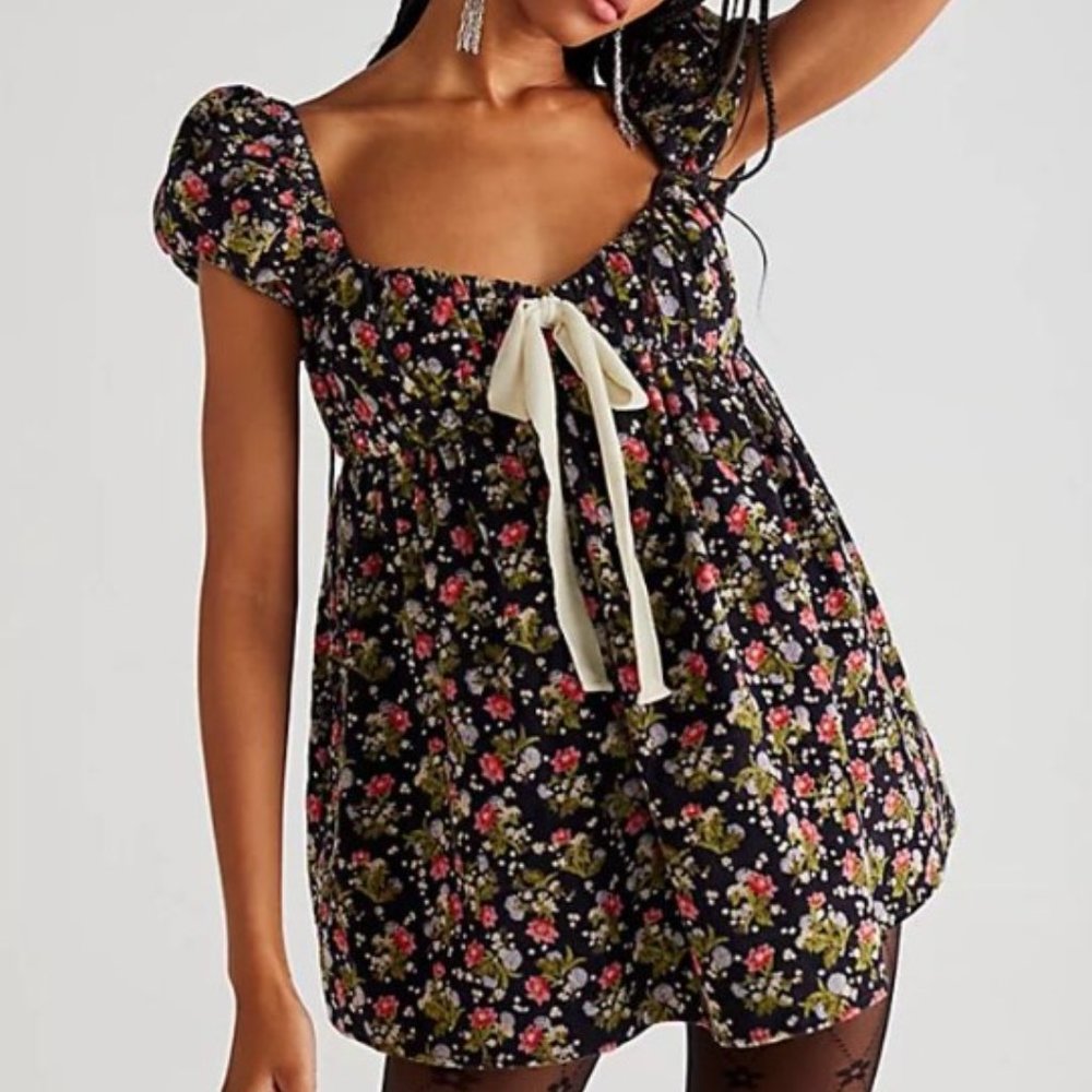NWOT Free People Gaia floral print corduroy tunic / mini dress so cute for fall